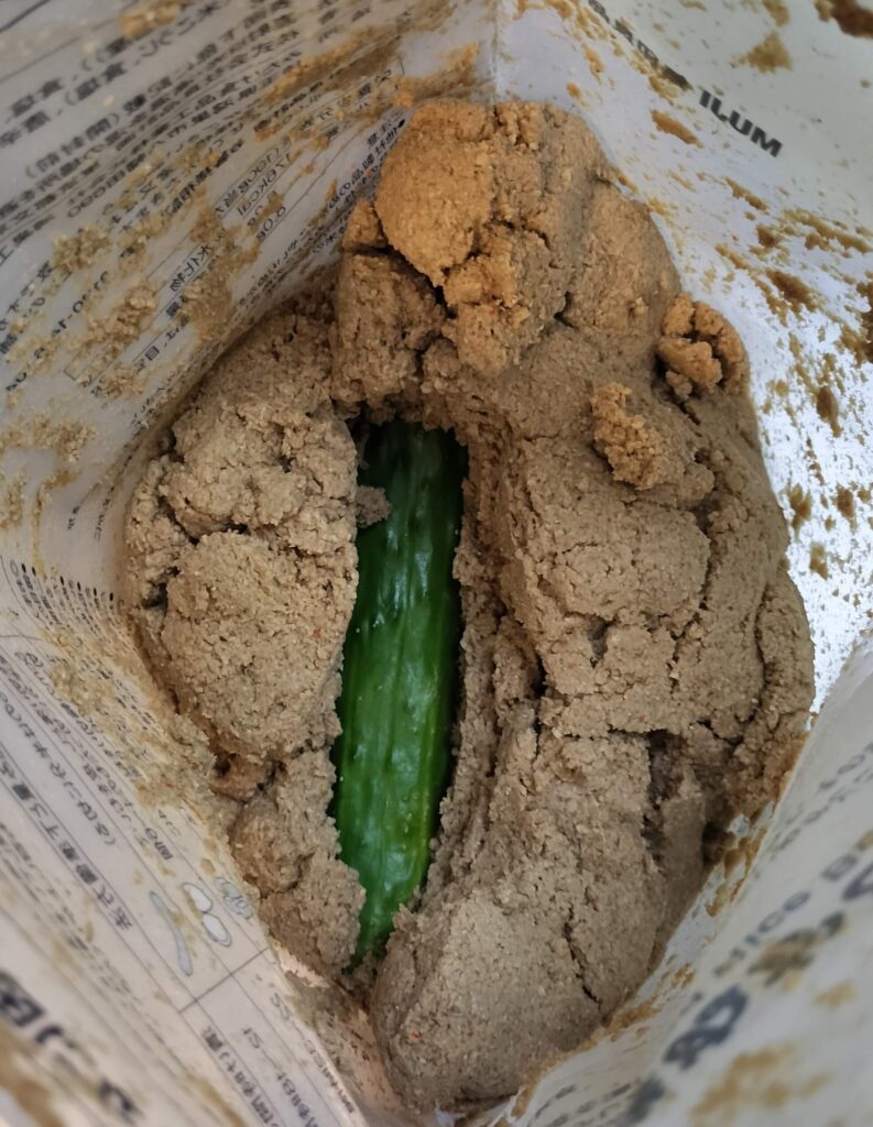 ぬか床に埋まったきゅうり。